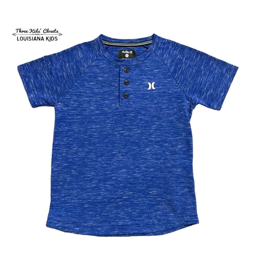 Hurley Sz 6 Heather Blue Henley Shirt